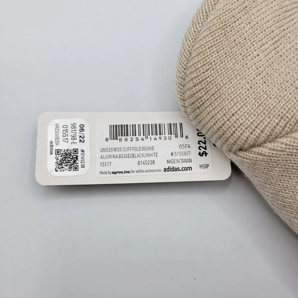 Adidas Mens Womens Aeroready Beanie Alumina Beige Wide Cuff Fold One Size - Picture 7 of 8